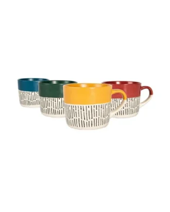 Nicola Spring Ceramic Dipped Dash Coffee Mugs - 475ml - 4 Colours