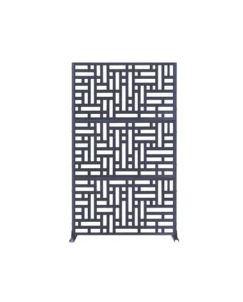 Nicoman Metal Outdoor Privacy Screen with Stand for Garden Geometric Design - Anthracite Grey