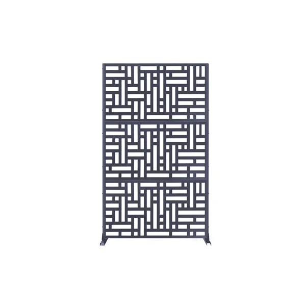Nicoman Metal Outdoor Privacy Screen with Stand for Garden Geometric Design - Anthracite Grey
