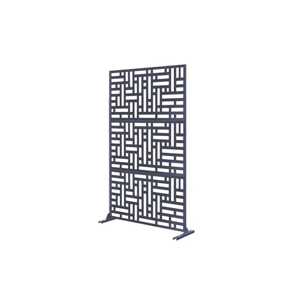 Nicoman Metal Outdoor Privacy Screen with Stand for Garden Geometric Design - Anthracite Grey