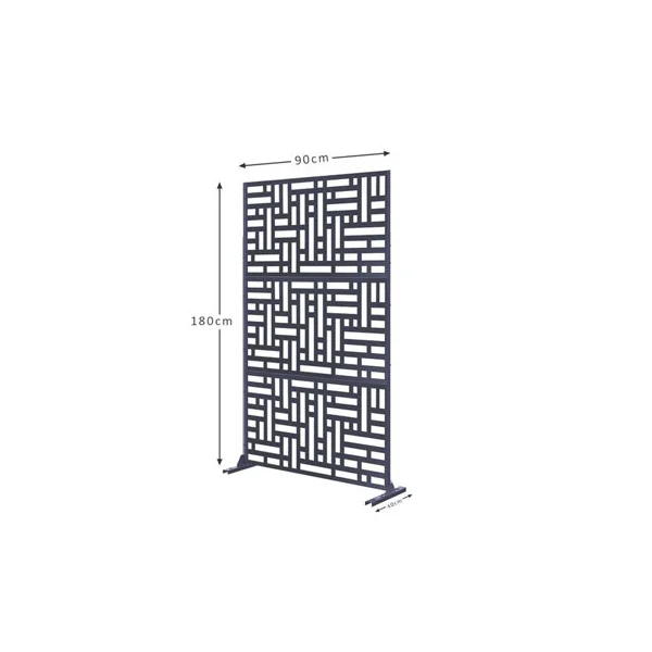 Nicoman Metal Outdoor Privacy Screen with Stand for Garden Geometric Design - Anthracite Grey