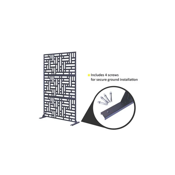 Nicoman Metal Outdoor Privacy Screen with Stand for Garden Geometric Design - Anthracite Grey