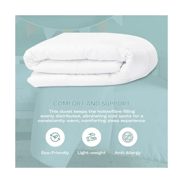 Night Comfort Luxury Anti-Allergy Hollowfibre Soft Touch Microfibre CotBed Duvet and Pillow Set (4.5 Tog Duvet)