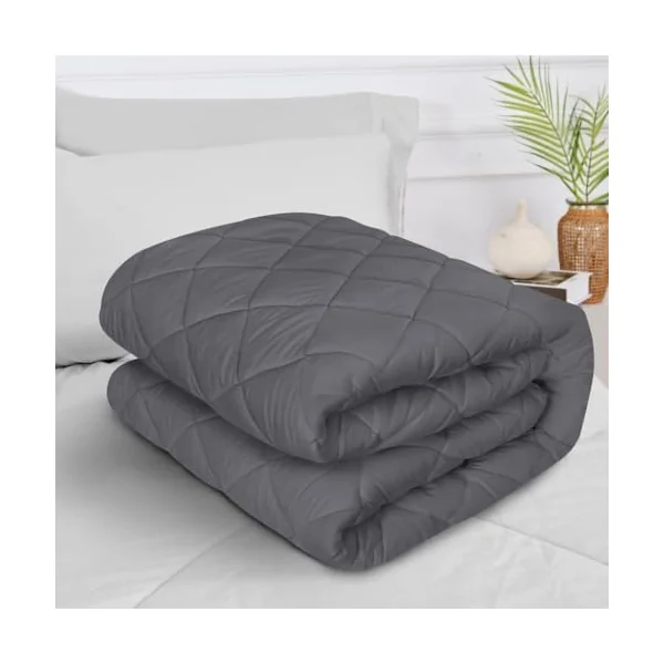 Non-Allergenic Breathable Super Soft Charcoal Grey Quilted Extra Deep Mattress Protector Topper Fitted Mattress Cover Sheet (Single)