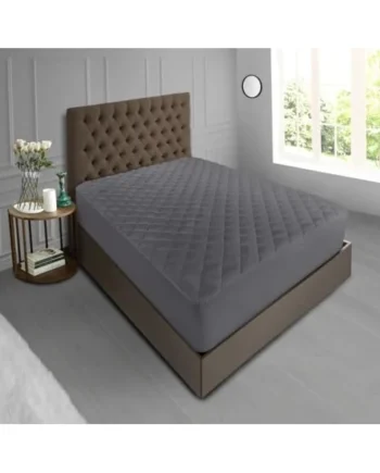 Non-Allergenic Charcoal Grey Quilted Extra Deep Mattress Protector Topper Fitted Mattress Cover Sheet (Cot Bed)