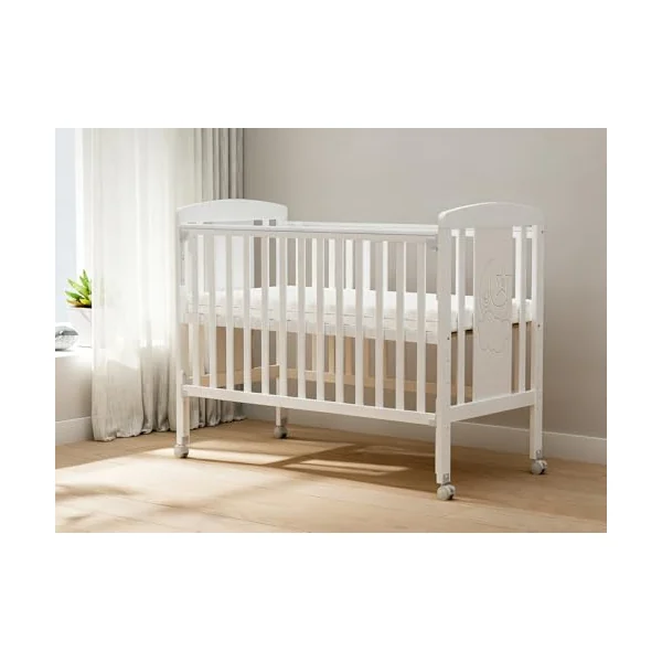 Nova -3-in-1 Wooden Baby Cot Bed,Baby Crib,Convertible Baby Bed with Teething Rail,5 Adjustable Bed Base Positions,Mattress Included,From Birth to 6 Years