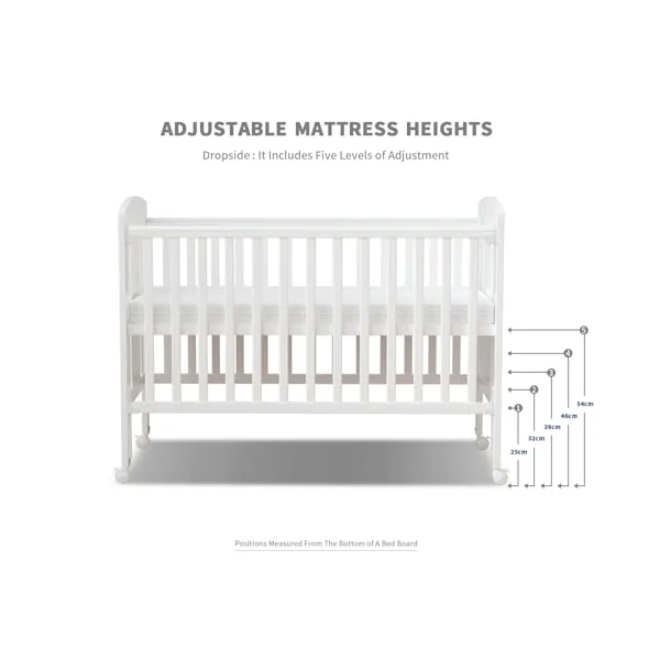 Nova -3-in-1 Wooden Baby Cot Bed,Baby Crib,Convertible Baby Bed with Teething Rail,5 Adjustable Bed Base Positions,Mattress Included,From Birth to 6 Years