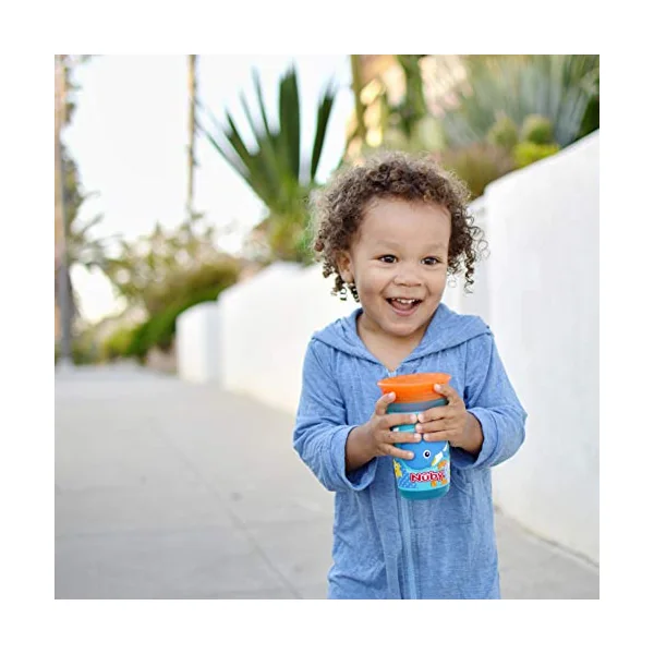 Nuby 360 Degree Easy Sip 3D Grip Wonder Cup with Printed Silicone Sleeve, 10 Oz, Whale