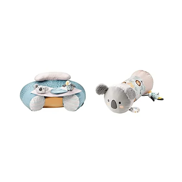 Nuby Animal Adventures Sit-Me-Up Baby Seat – Inflatable Sit & Play Floor Seat | Detachable Tray | Machine Washable | Suitable from 6 Months Plus & Animal Adventures Tummy Time Pillow