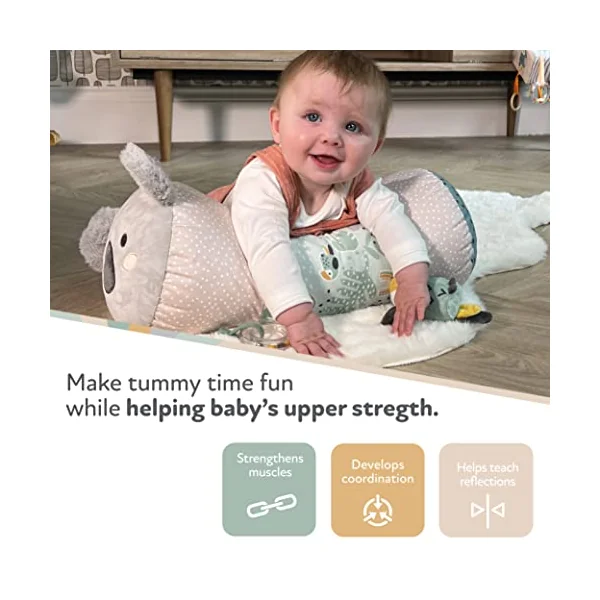 Nuby Animal Adventures Sit-Me-Up Baby Seat – Inflatable Sit & Play Floor Seat | Detachable Tray | Machine Washable | Suitable from 6 Months Plus & Animal Adventures Tummy Time Pillow