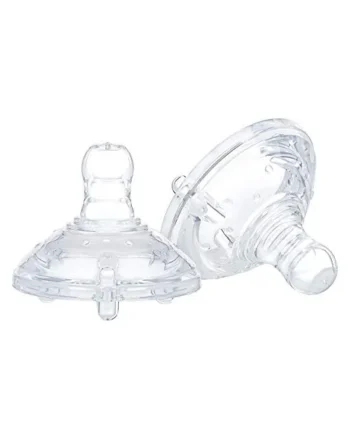 Nuby Anti-Colic Bottle Teats, Breast-Like Silicone, 2-Pack, Medium Flow | Easy Latch Breast-Like Teats in Soft Flex Silicone with Anti-Colic Valves for Comfortable Natural Bottle Feeding