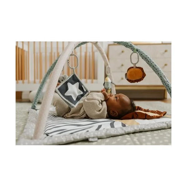 Nuby Baby Floormat with Padded Base & Plush Toys, 0M+, Animal Adventures | Baby Play Gym with Removable Toy Bar, Promotes Fine Motor Skills, Fun Baby Play Mat to Encourage Tummy Time
