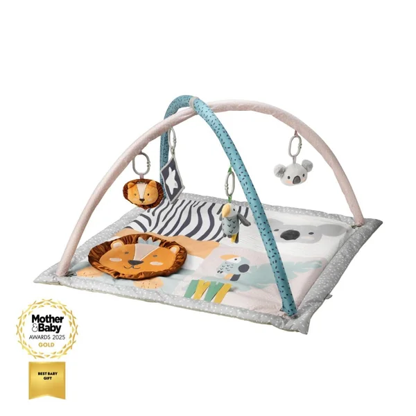 Nuby Baby Floormat with Padded Base & Plush Toys, 0M+, Animal Adventures | Baby Play Gym with Removable Toy Bar, Promotes Fine Motor Skills, Fun Baby Play Mat to Encourage Tummy Time