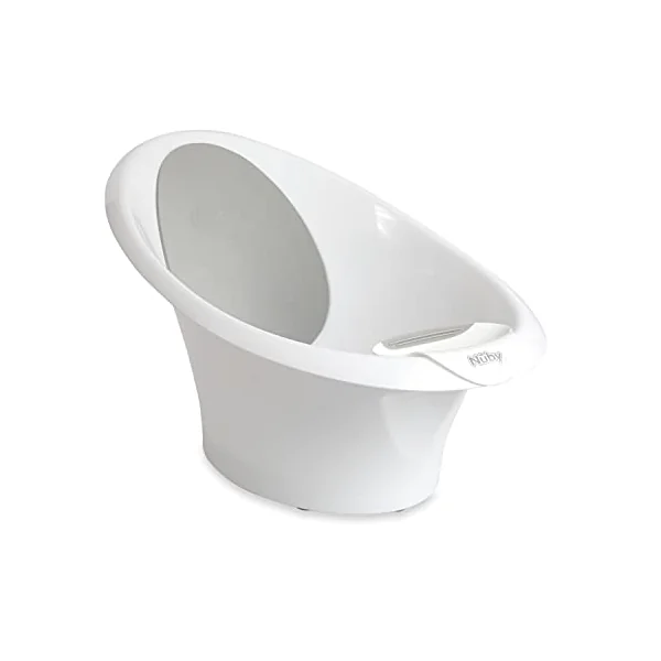 Nuby Sit Me Up Baby Bath with Built in Anti-Slip Bump and Soft Headrest - Bathtub Seat | Sitting Support | Suitable from 0-12 Months+ | Wash Cup and Plug Included
