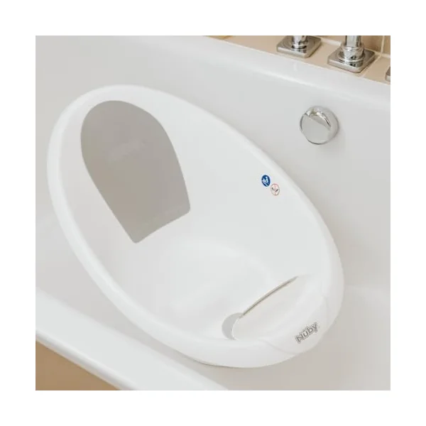 Nuby Sit Me Up Baby Bath with Built in Anti-Slip Bump and Soft Headrest - Bathtub Seat | Sitting Support | Suitable from 0-12 Months+ | Wash Cup and Plug Included