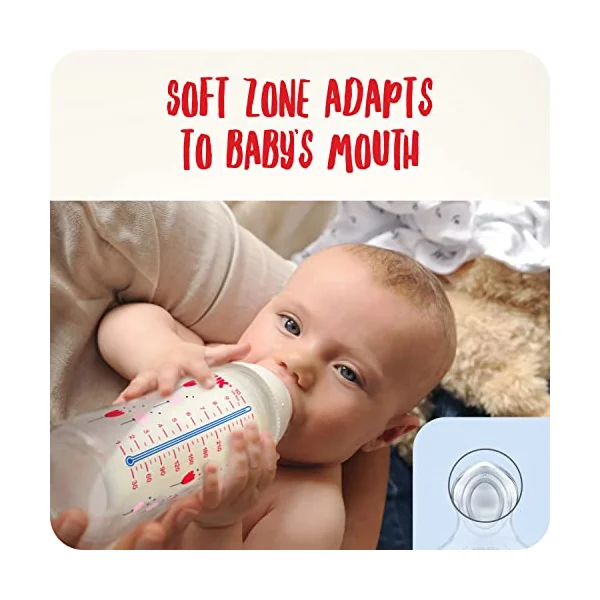 NUK First Choice+ Baby Bottles Set | 0-6 Months | Temperature Control | Anti Colic Vent | 300 ml | BPA-Free | Silicone Teat | 3 Count | Safari