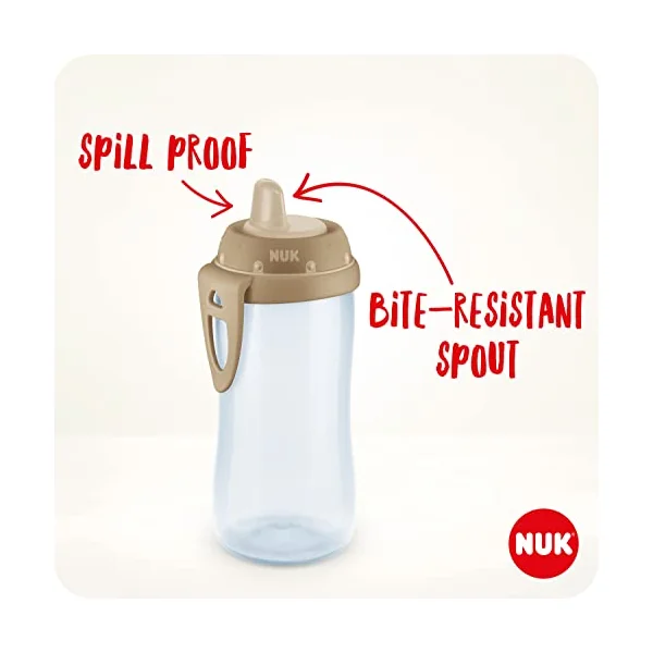 NUK Kiddy Cup Night Toddler Cup | 12+ Months | 300 ml | Leak-Proof Toughened Spout | Glow in the Dark | Clip & Protective Cap | Purple