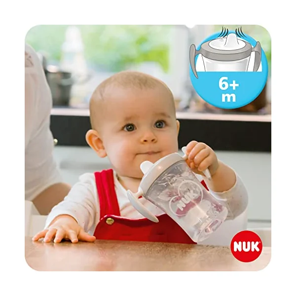 NUK Learn to Drink Set with Trainer Cup Learner Cup (6M+) | Magic Cup 360° Sippy Cup (8M+) & Action Cup Toddler Cup (12M+) | 230ml | Yellow Cat