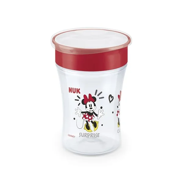 NUK Magic Cup Sippy Cup | 8+ Months | 230 ml | 360° Anti-Spill Rim to Drink from Any Direction | Leak-Proof | Washable | Disney Minnie Mouse