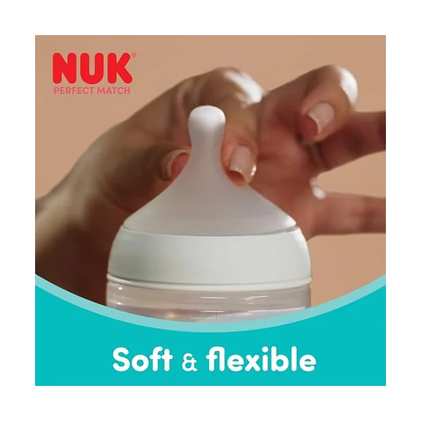 NUK Perfect Match Newborn Baby Bottle Set | 0+ Months | 150ml | Anti Colic Feeding Bottle | PP | Temperature Control Indicator | Rainbow | 4 Count