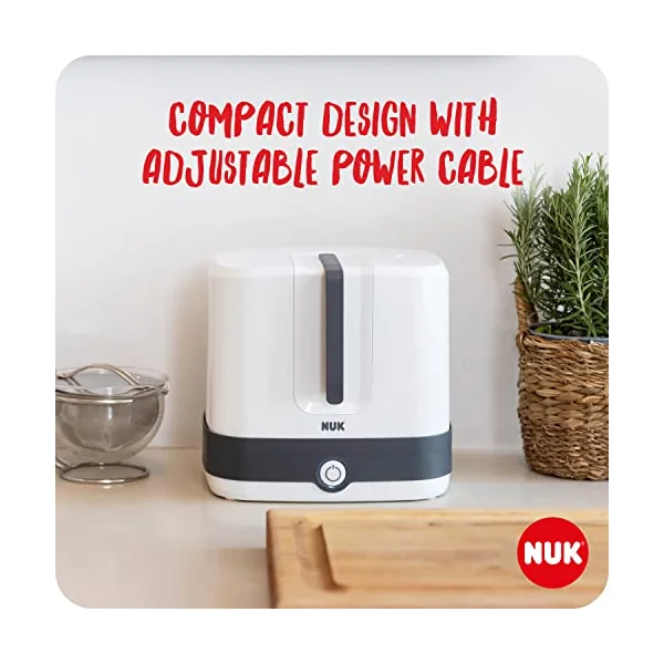 NUK Vario Express Bottle Steriliser | Steam Sterilises up to 6 Baby Bottles & Accessories in 6 Minutes | Auto Switch Off | Removable Basket & Poles | UK 3 Pin Plug