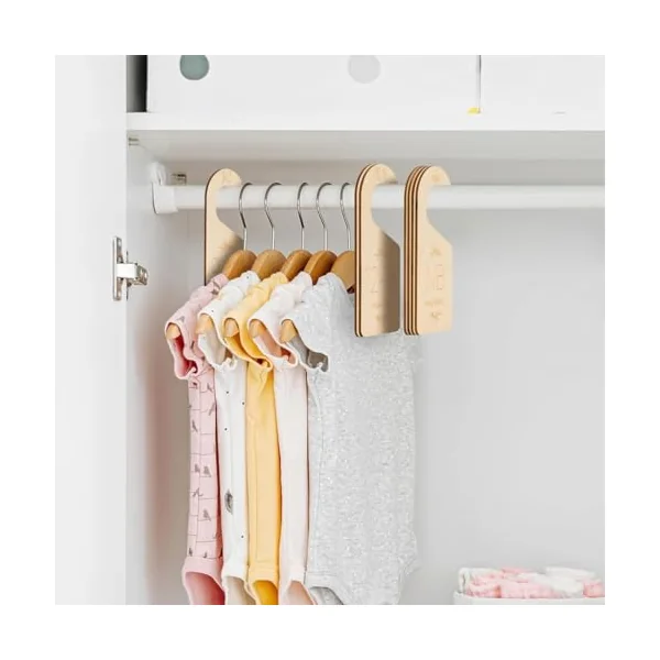 Nursery Closet Size Dividers Set Wood Hanger for Sorting Baby Toddler Clothing