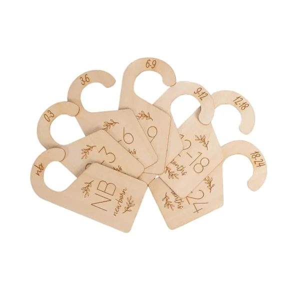 Nursery Closet Size Dividers Set Wood Hanger for Sorting Baby Toddler Clothing