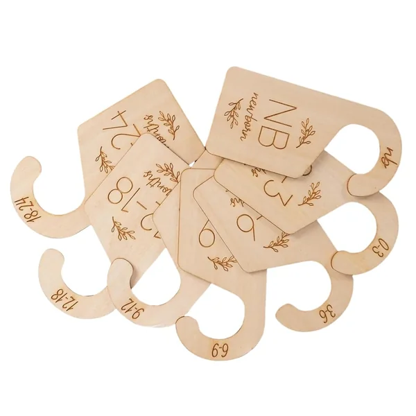 Nursery Closet Size Dividers Set Wood Hanger for Sorting Baby Toddler Clothing