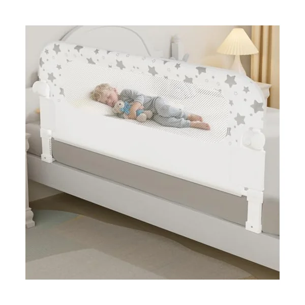 NUTIKAS Baby Bed Rail Guard for Crib - 58.9" Toddler Bed Rails for Twin,Full, Queen, Toddlers, Bunk Size Bed Swing Down Bedrail Extral Tall Child Safety Side Railing Guards for Kids