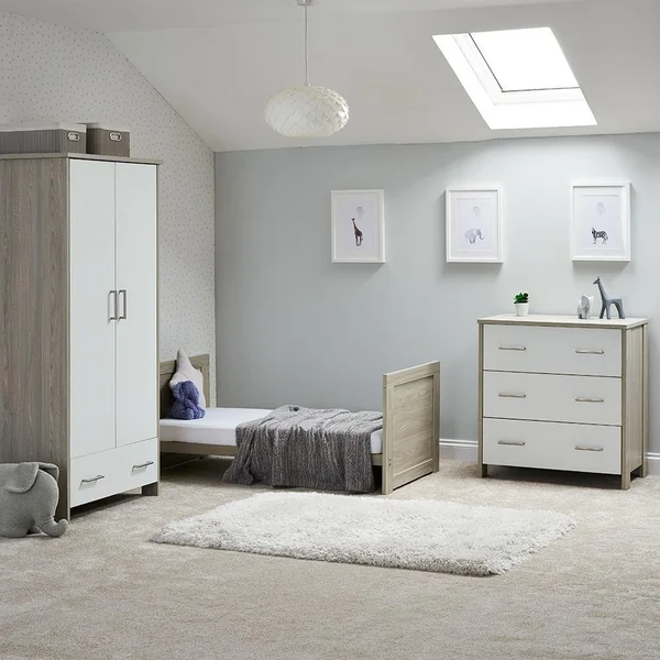 Obaby Nika 3 Piece Nursery Furniture Set - Grey Wash & White
