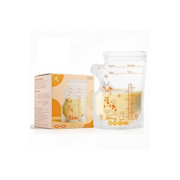 Oderra 250/180ml Breast Milk Storage Bags 50/ 100PCS- Pre-Sterilized Freezer-Safe Breastmilk Bags with Built-In Pour Spout, Double Zip Seal, Hospital Bag Maternity Essentials