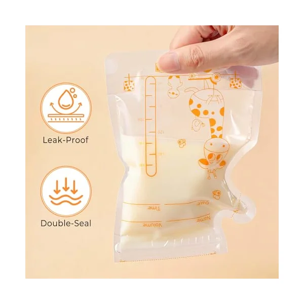 Oderra 250/180ml Breast Milk Storage Bags 50/ 100PCS- Pre-Sterilized Freezer-Safe Breastmilk Bags with Built-In Pour Spout, Double Zip Seal, Hospital Bag Maternity Essentials