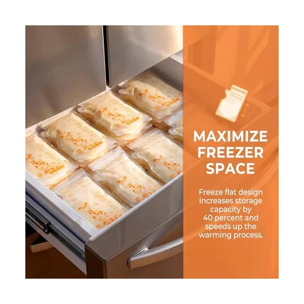 Oderra 250/180ml Breast Milk Storage Bags 50/ 100PCS- Pre-Sterilized Freezer-Safe Breastmilk Bags with Built-In Pour Spout, Double Zip Seal, Hospital Bag Maternity Essentials