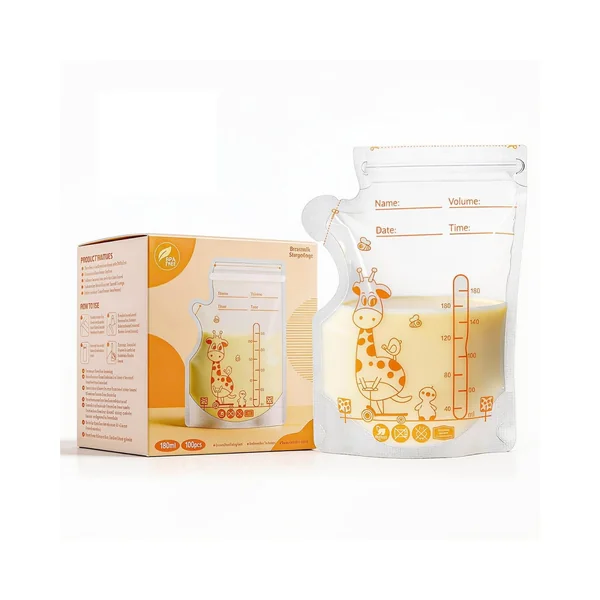 Oderra 250/180ml Breast Milk Storage Bags 50/ 100PCS- Pre-Sterilized Freezer-Safe Breastmilk Bags with Built-In Pour Spout, Double Zip Seal, Hospital Bag Maternity Essentials