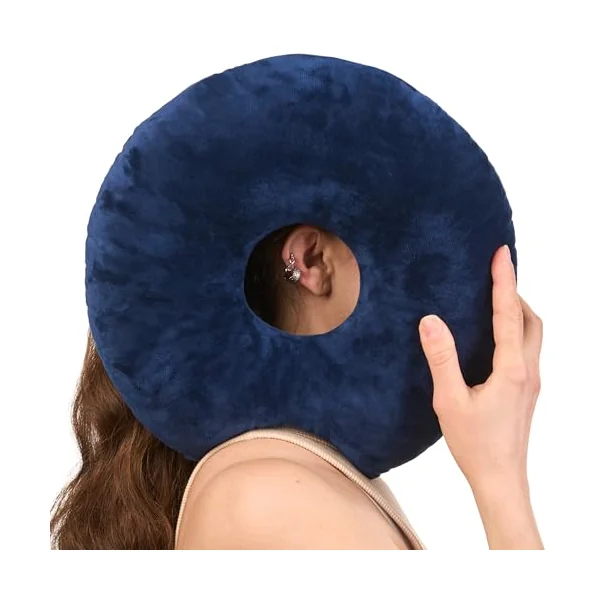 ODOXIA Ear Piercing Pillow for Side Sleepers | Donut Pillow for Ear Piercing | Cushion with Hole for CNH Relief | Adjustable Filling for Comfort | Ring Doughnut Cushion | CNH Solution