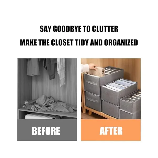 Of 4 Foldable Drawer Organizers with 7 Sections for Clothes Storage Breathable Nonwoven Fabric Wardrobe Planner