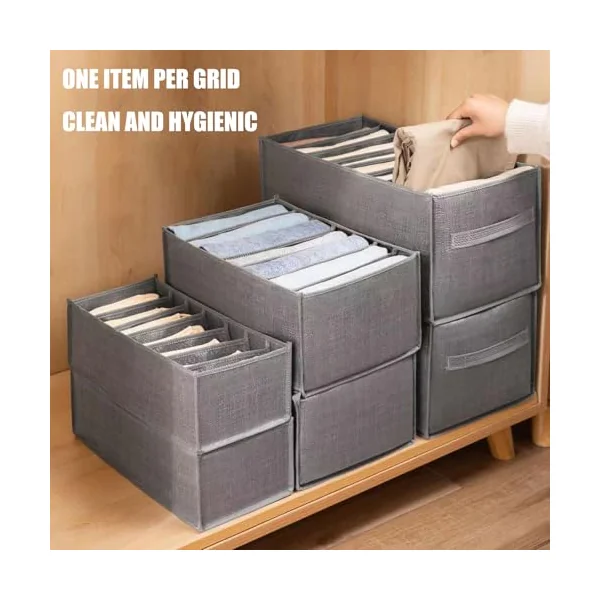 Of 4 Foldable Drawer Organizers with 7 Sections for Clothes Storage Breathable Nonwoven Fabric Wardrobe Planner
