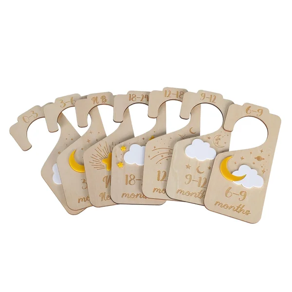 Of 7 Infant Closet Size Markers Newborns to Toddler Clothing Separators Wood Dividers for Baby Clothes Organization Baby Wardrobe Dividers