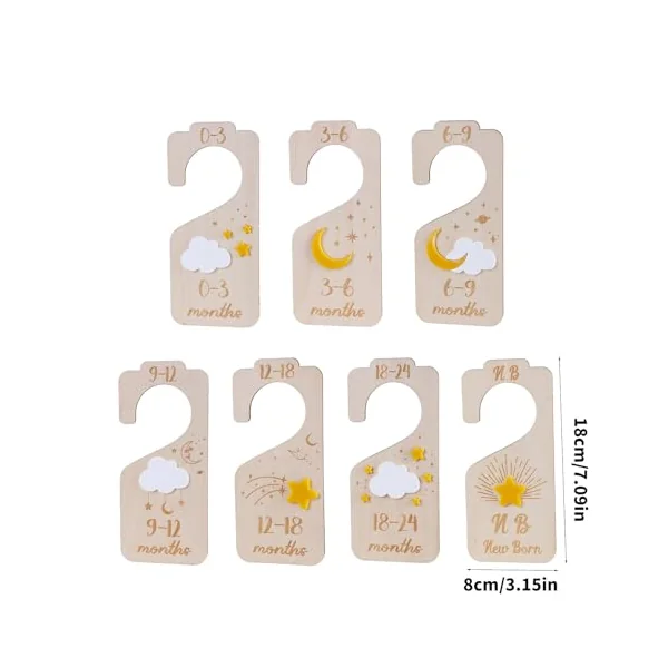 Of 7 Nursery Closet Size Organizers Wood Baby Clothes Dividers Practical Newborns to Toddler Clothing Separators Nursery Closet Organizers