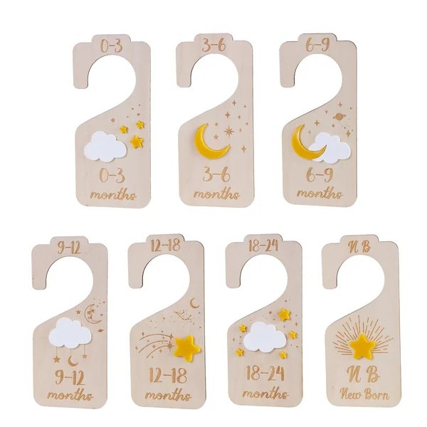 Of 7 Nursery Closet Size Organizers Wood Baby Clothes Dividers Practical Newborns to Toddler Clothing Separators Nursery Closet Organizers