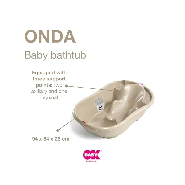 OKBABY Onda - Ergonomic Bath Tub for Baby Bathing 0-12 Months - Beige
