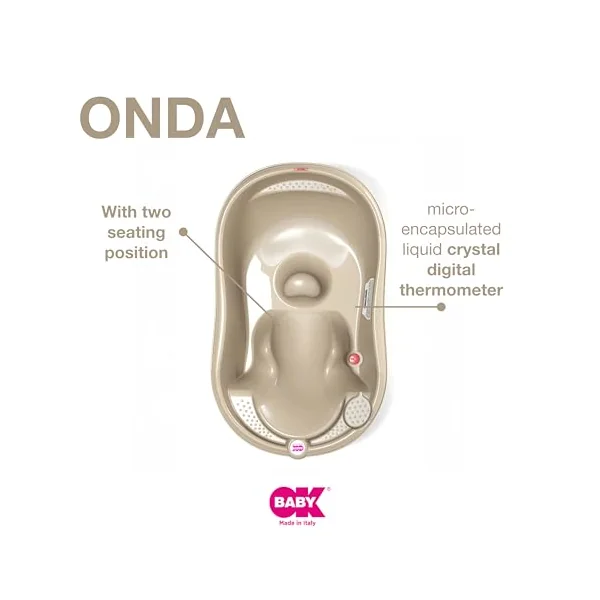 OKBABY Onda - Ergonomic Bath Tub for Baby Bathing 0-12 Months - Beige