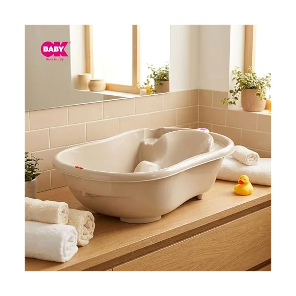 OKBABY Onda - Ergonomic Bath Tub for Baby Bathing 0-12 Months - Beige