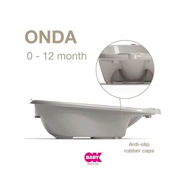 OKBABY Onda - Ergonomic Bath Tub for Baby Bathing 0-12 Months - Grey