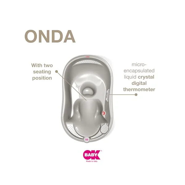 OKBABY Onda - Ergonomic Bath Tub for Baby Bathing 0-12 Months - Grey