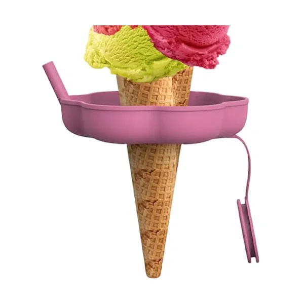 -On Holder for Children Safe Silicone Drip Catcher | Holder with straw for children hot days summer desserts Ren homemade outdoors