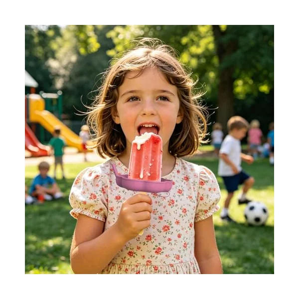 -On Holder for Children Safe Silicone Drip Catcher | Holder with straw for children hot days summer desserts Ren homemade outdoors
