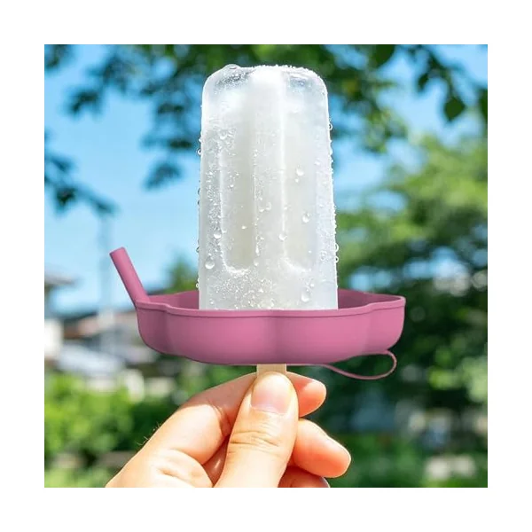 -On Holder for Children Safe Silicone Drip Catcher | Holder with straw for children hot days summer desserts Ren homemade outdoors