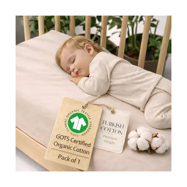 Organic Cotton Mini Crib Sheet 38x26, Graco Pack n Play, 4moms