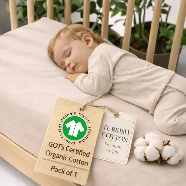 Organic Cotton Mini Crib Sheet 38x26, Graco Pack n Play, 4moms
